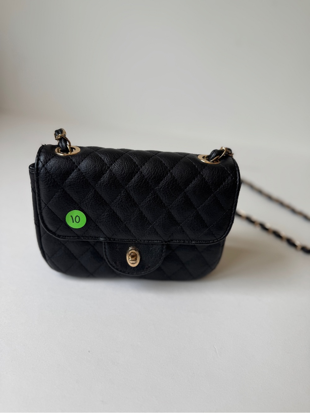 Classic Quilted Mini Crossbody Bag in Black with Gold Hardware